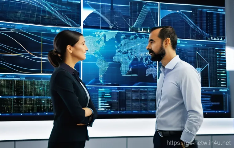 네트워크 실무에서 SDN 적용 사례와 경험 - **Prompt:** A dynamic, high-tech control center in a bustling city like Barcelona, Spain. A diverse ...